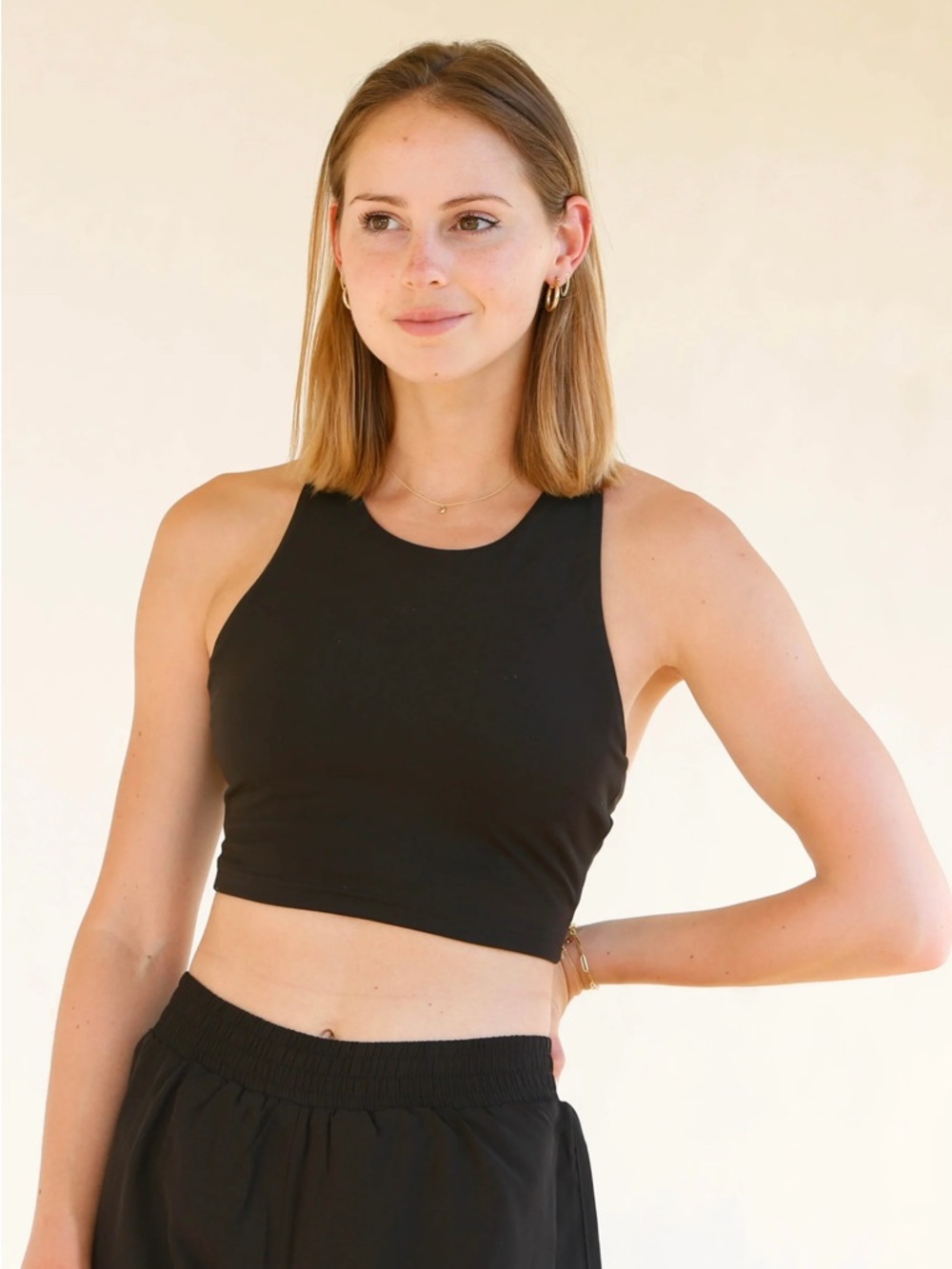 Like-New Relay Active Kella Pocket Crop Top in Black